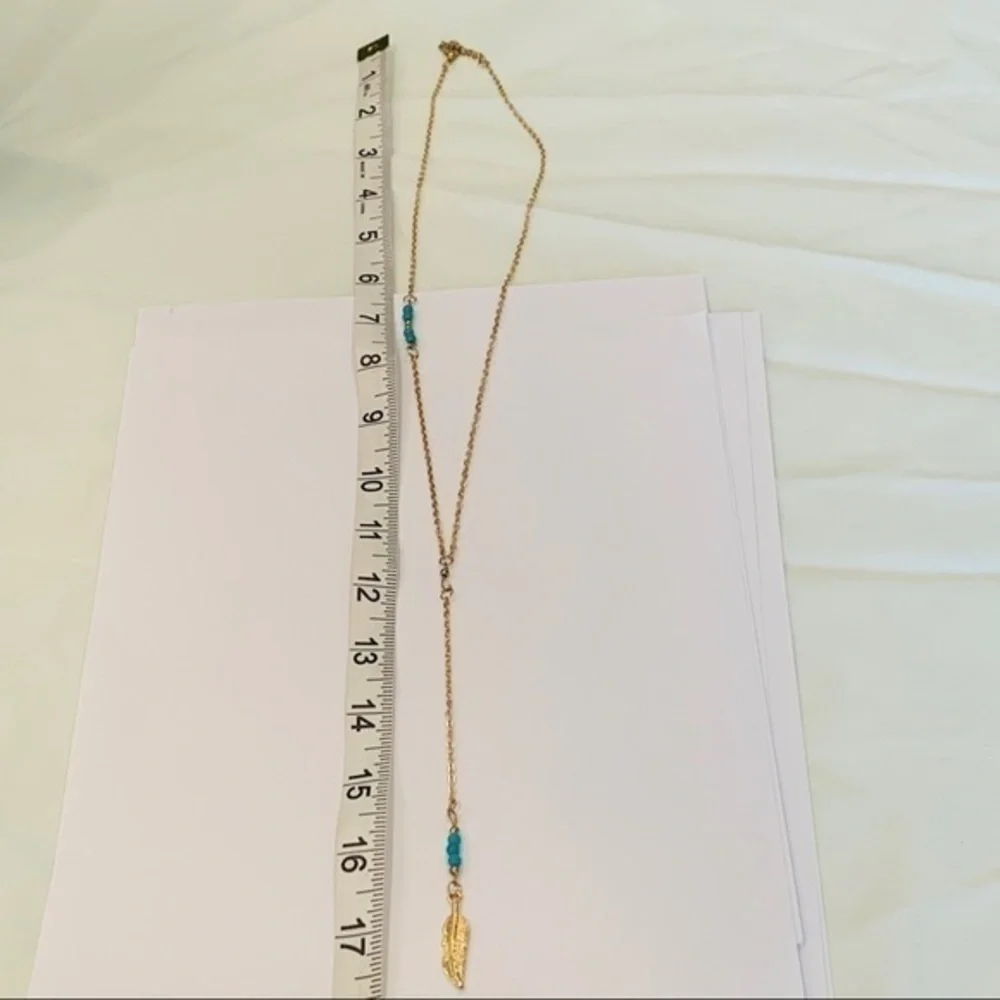 💐5/25 southwestern long Y drop gold tone necklace - Picture 6 of 7